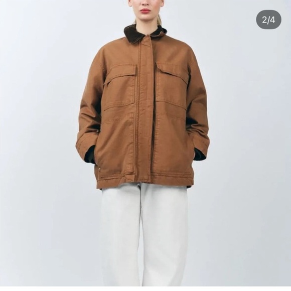 NWT ZARA CONTRAST COLLAR PADDED JACKET ZW COLLECTION
BARN COAT XS - Picture 4 of 10